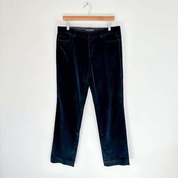 Lafayette 148 Crushed Velvet Gates Straight Leg Pant Black 8 - Picture 2 of 9